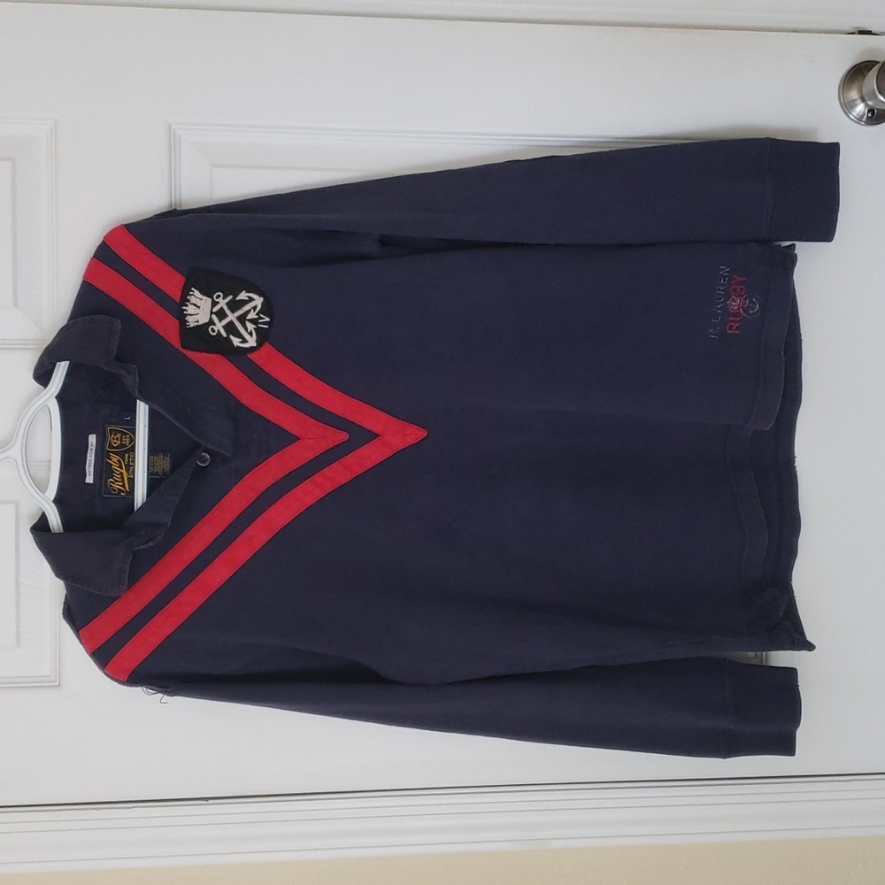 Mens Rugby Ralph Lauren vintage slim fit large long sleeve polo